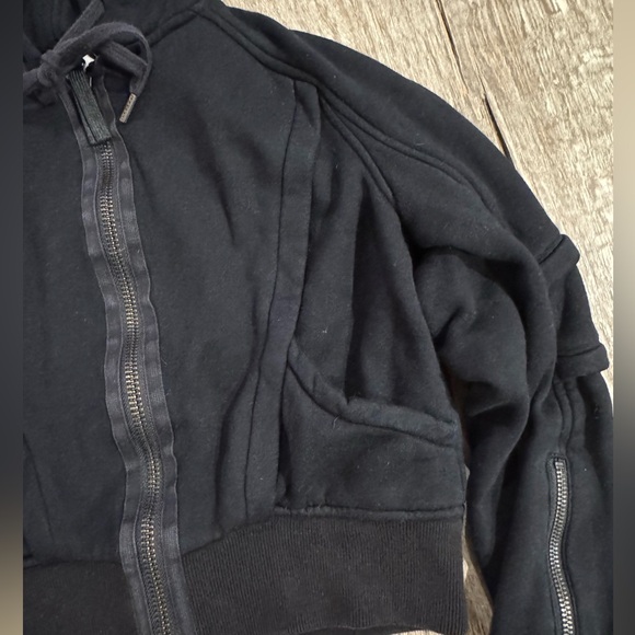 Helmut Lang Crop Zip Hoodie in Black - Picture 5 of 11